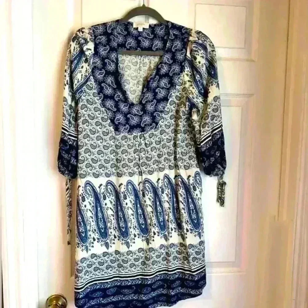 Umgee Size S Blue Paisley Boho Style Dress